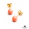 Boucles Or Corail Rose Perle 5mm
