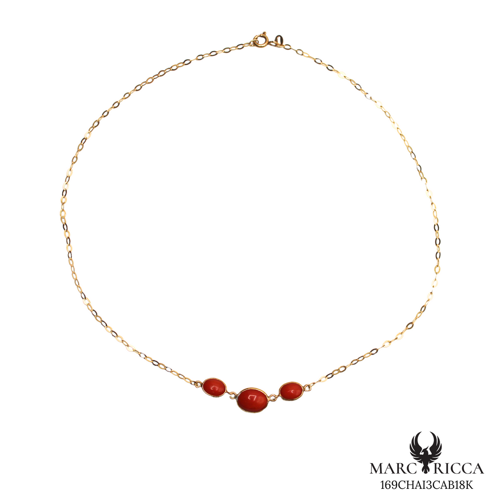 Collier Or Corail Triple Cabochon