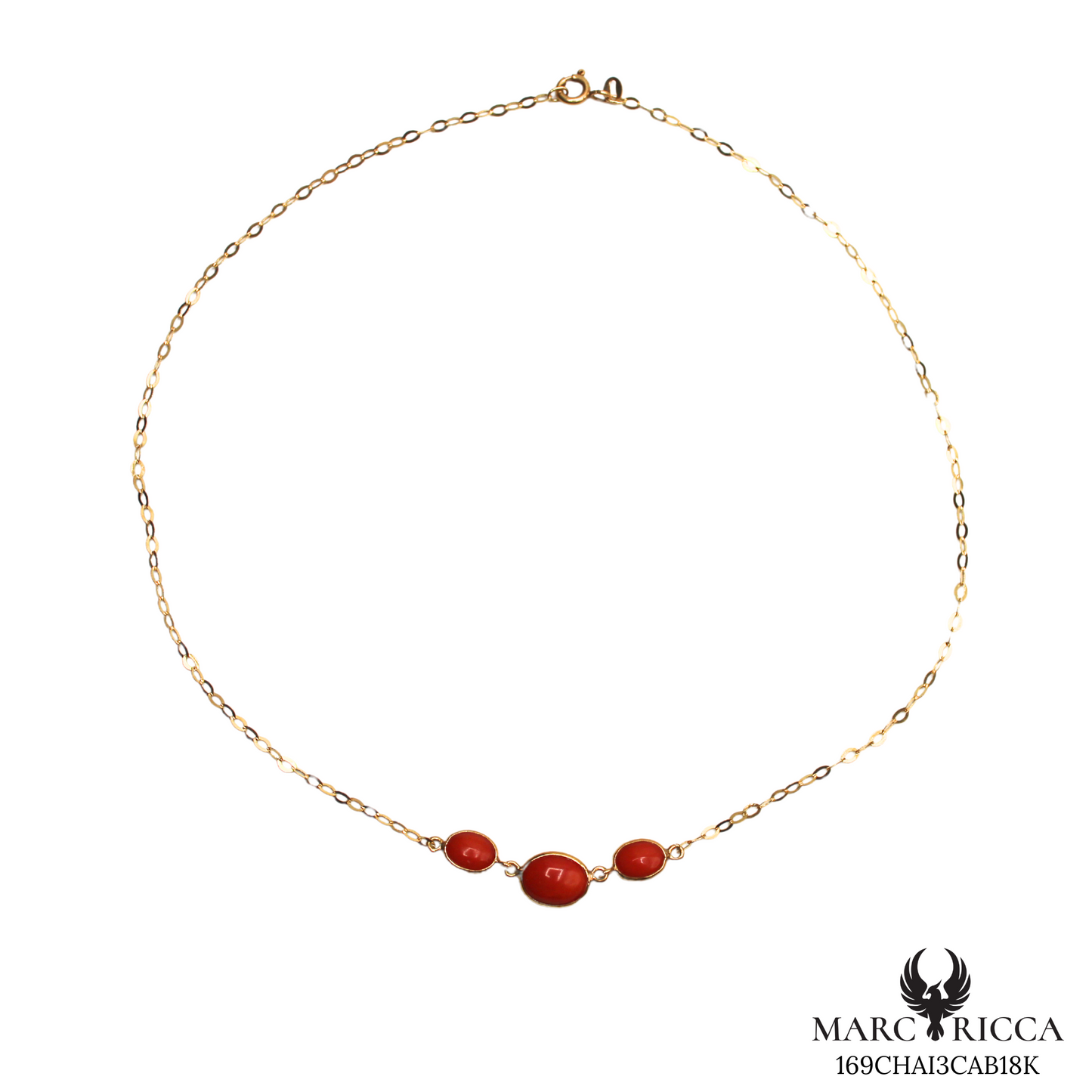 Collier Or Corail Triple Cabochon