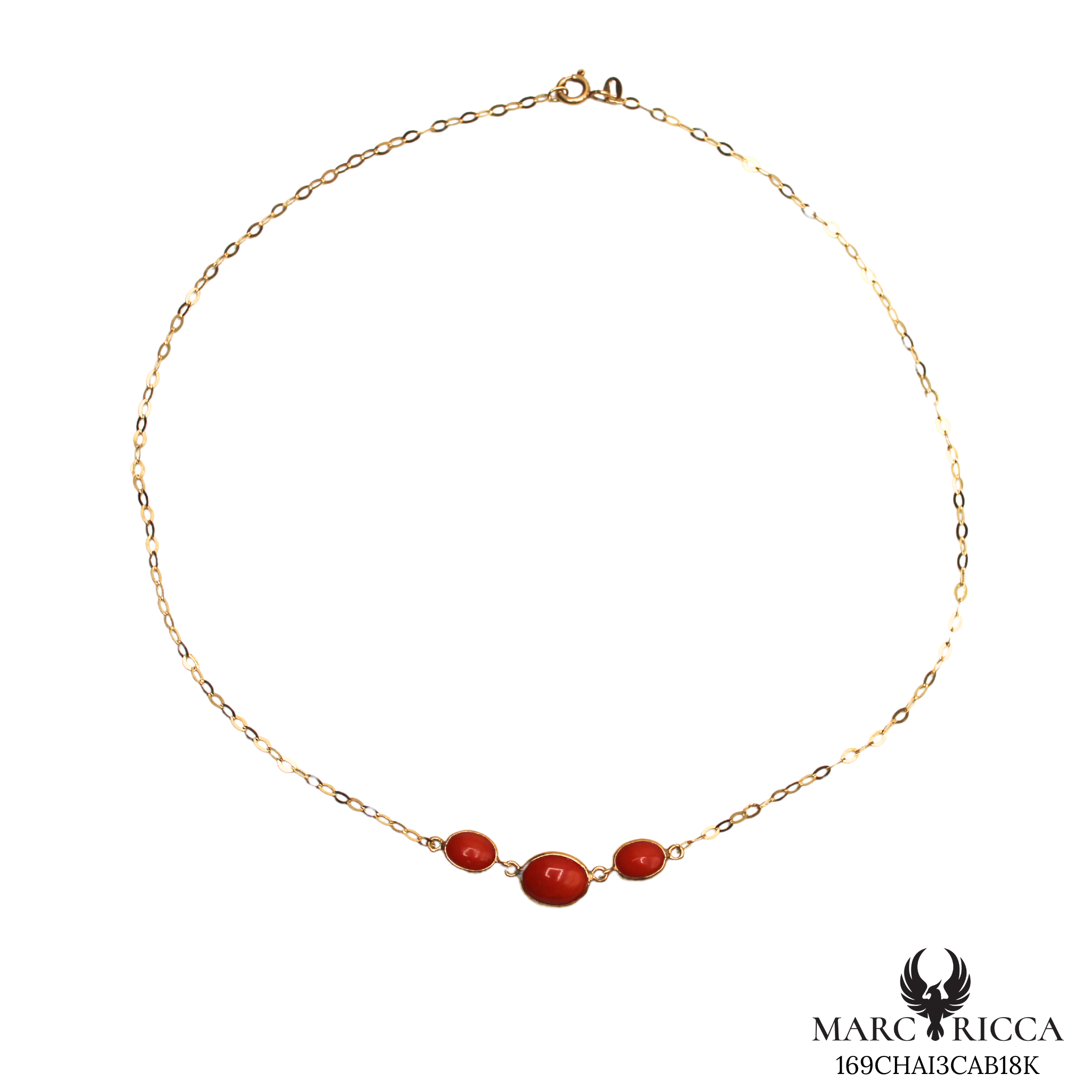 Collier Or Corail Triple Cabochon