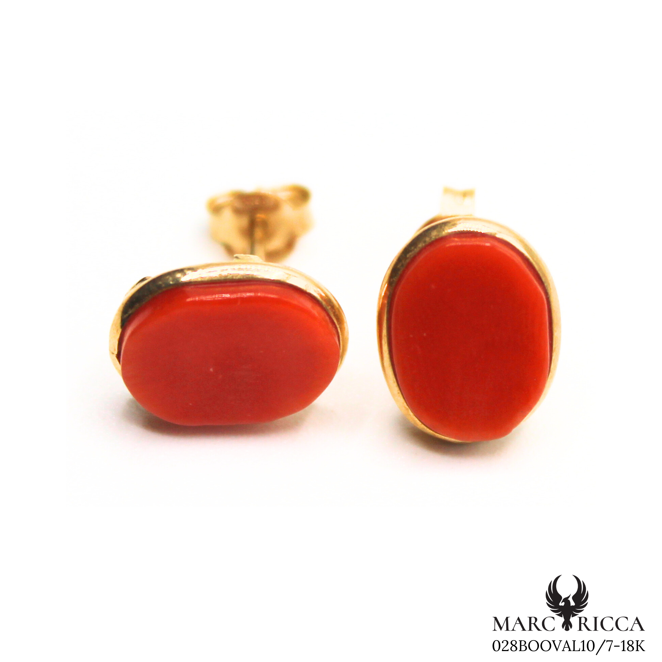 Boucles Or Corail Ovale 18 Carats