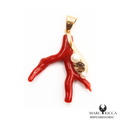 Pendentif Or Corail Branche & Perle nacre & Zirconium Pièce Unique