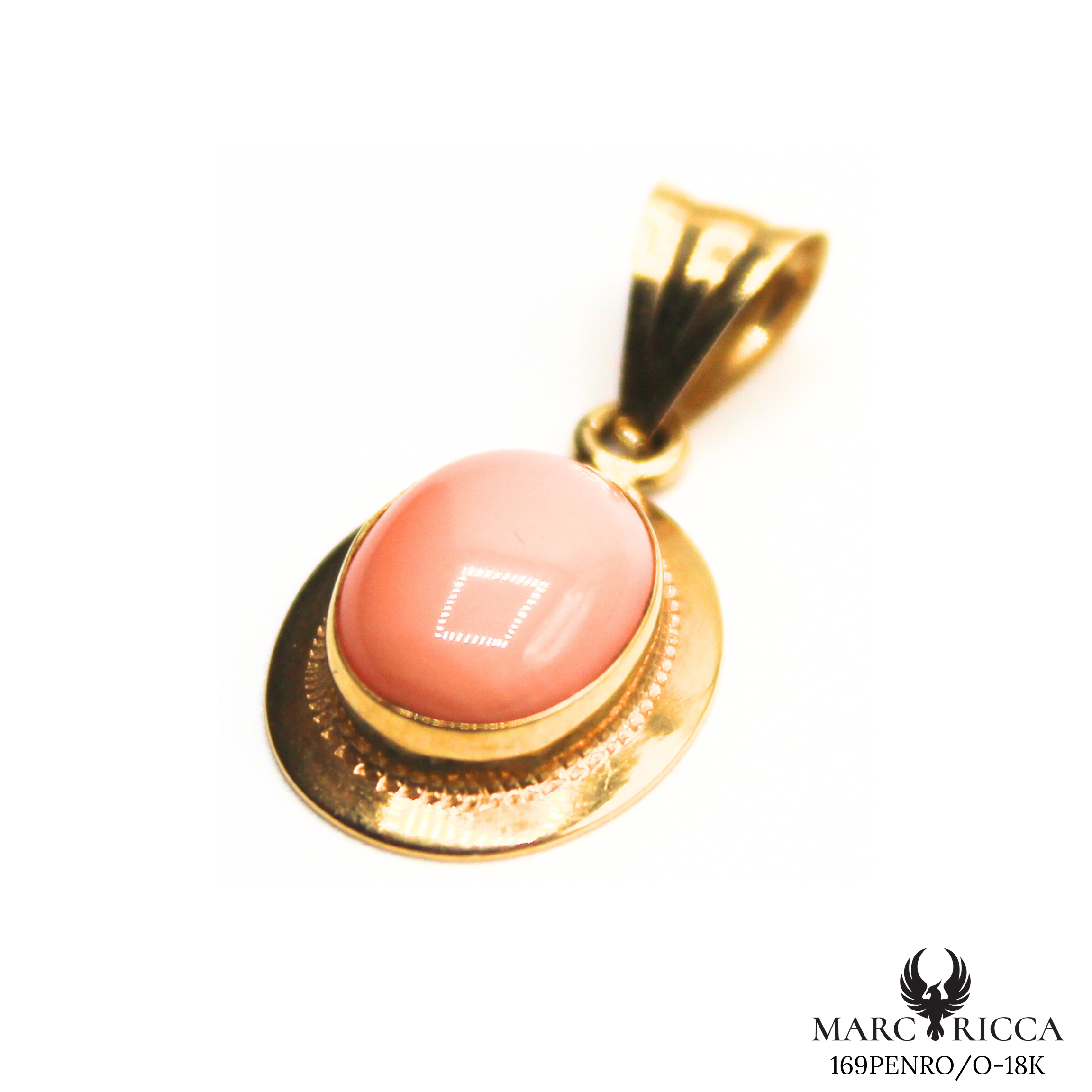 Pendentif Or Corail Cabochon