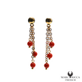 Boucles Or Pendante Corail Perle