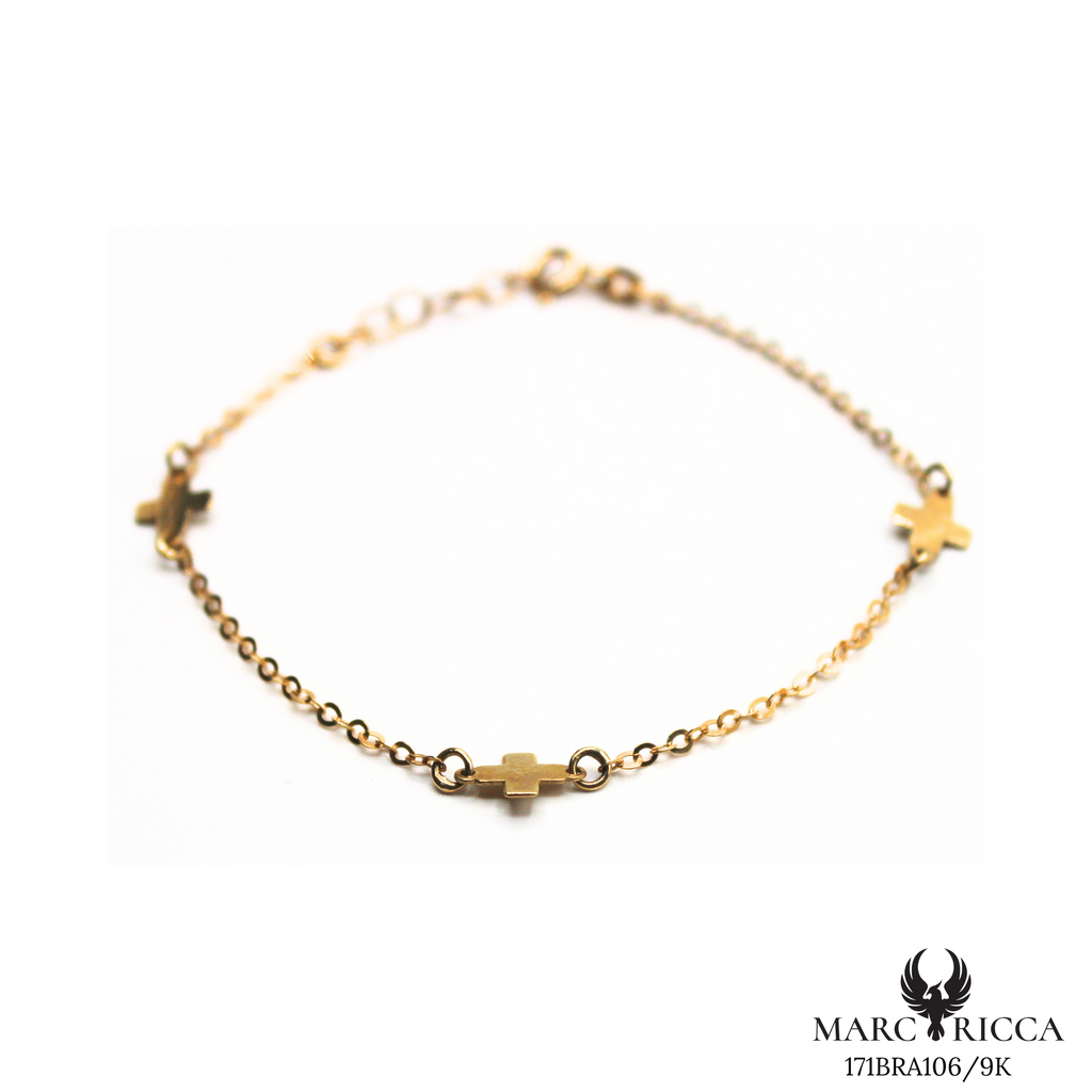 Bracelet Or Triple Croix Pleines 9 carats