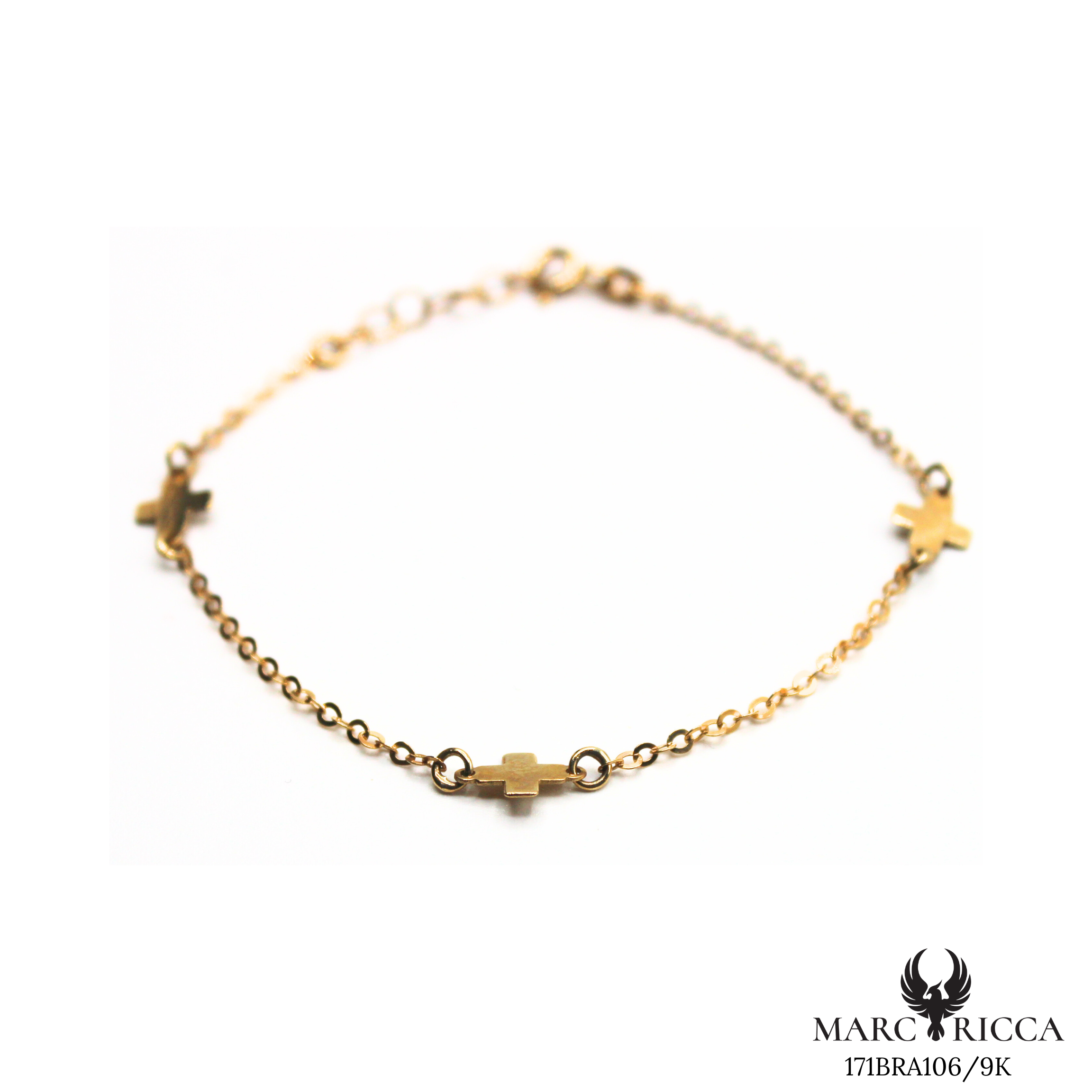 Bracelet Or Triple Croix Pleines 9 carats