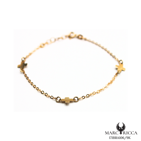 Bracelet Or Triple Croix Pleines 9 carats