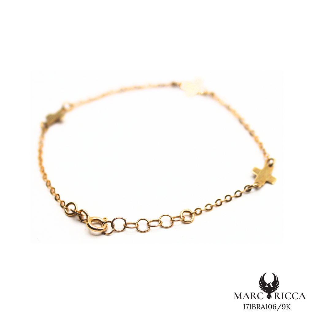 Bracelet Or Triple Croix Pleines 9 carats