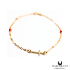 Bracelet Or Corail Perle & Croix