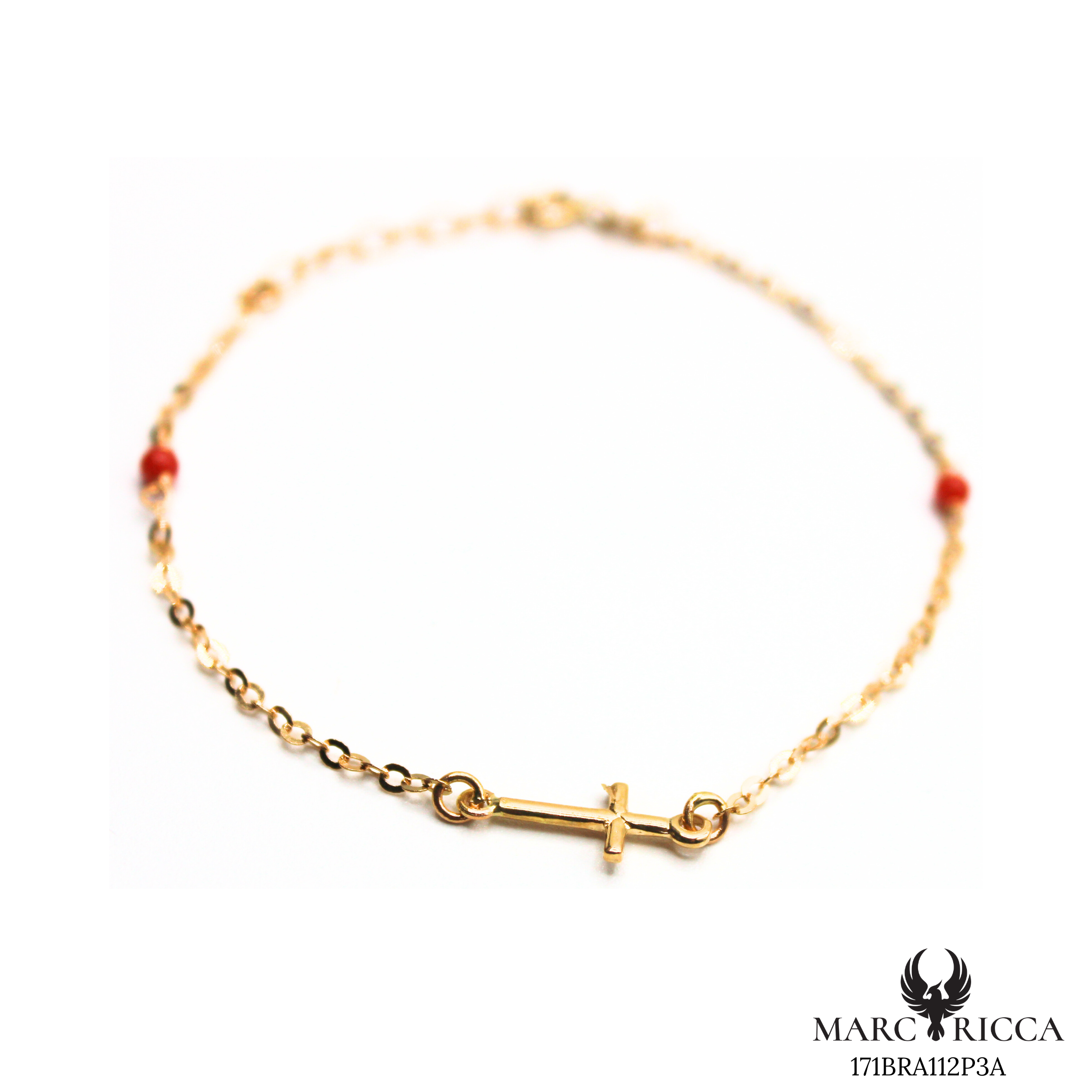Bracelet Or Corail Perle & Croix