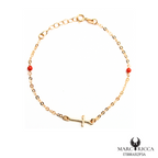 Bracelet Or Corail Perle & Croix