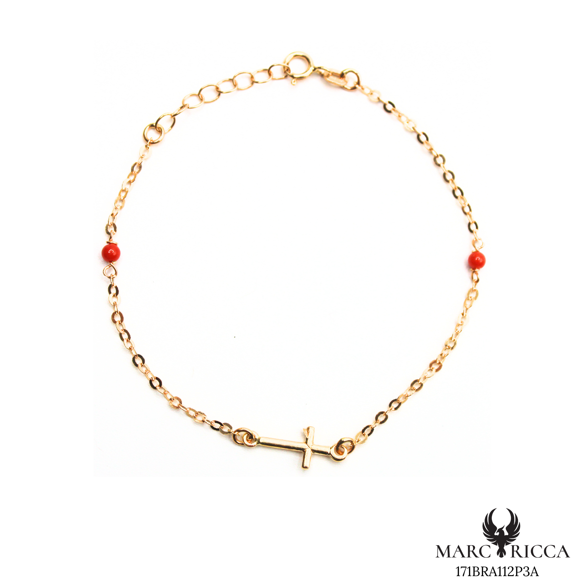 Bracelet Or Corail Perle & Croix