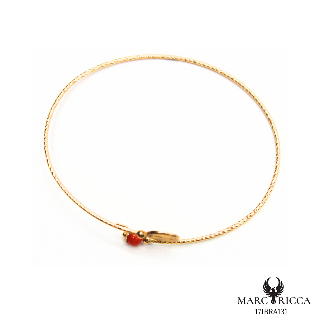 Bracelet Or Jonc Perle Corail & Madone