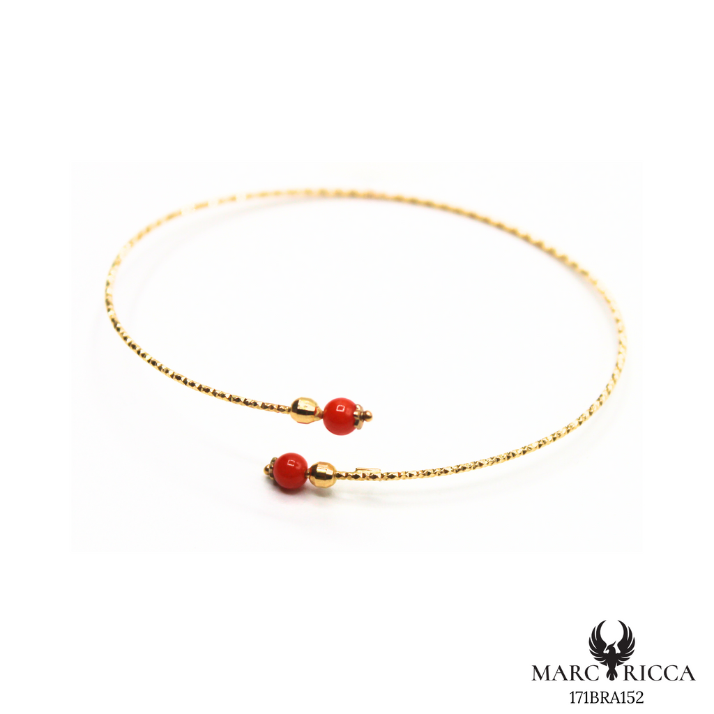 Bracelet Or Jonc Perle Corail & Perle d'Or
