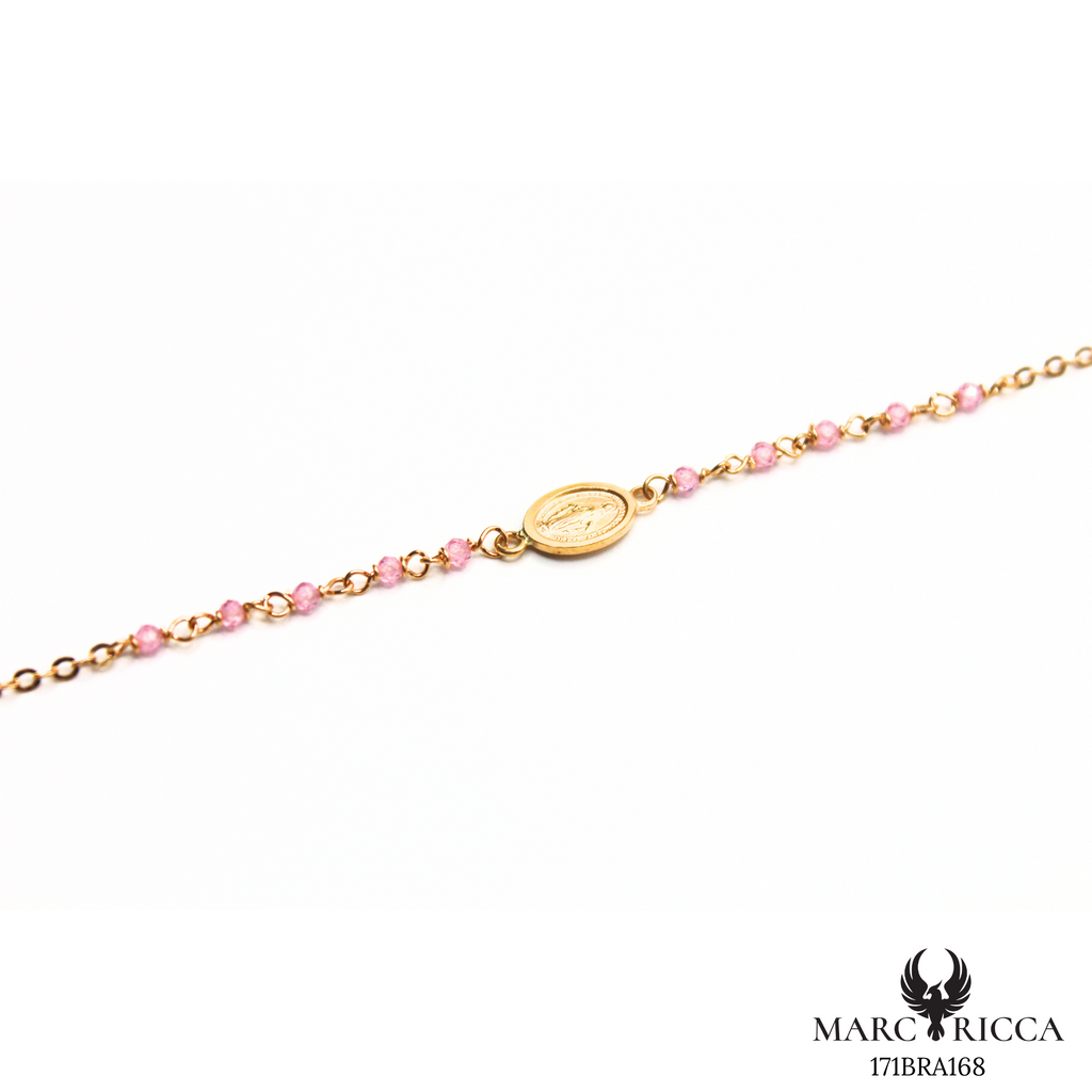 Bracelet Or Madone & Perle Cristal Colorés