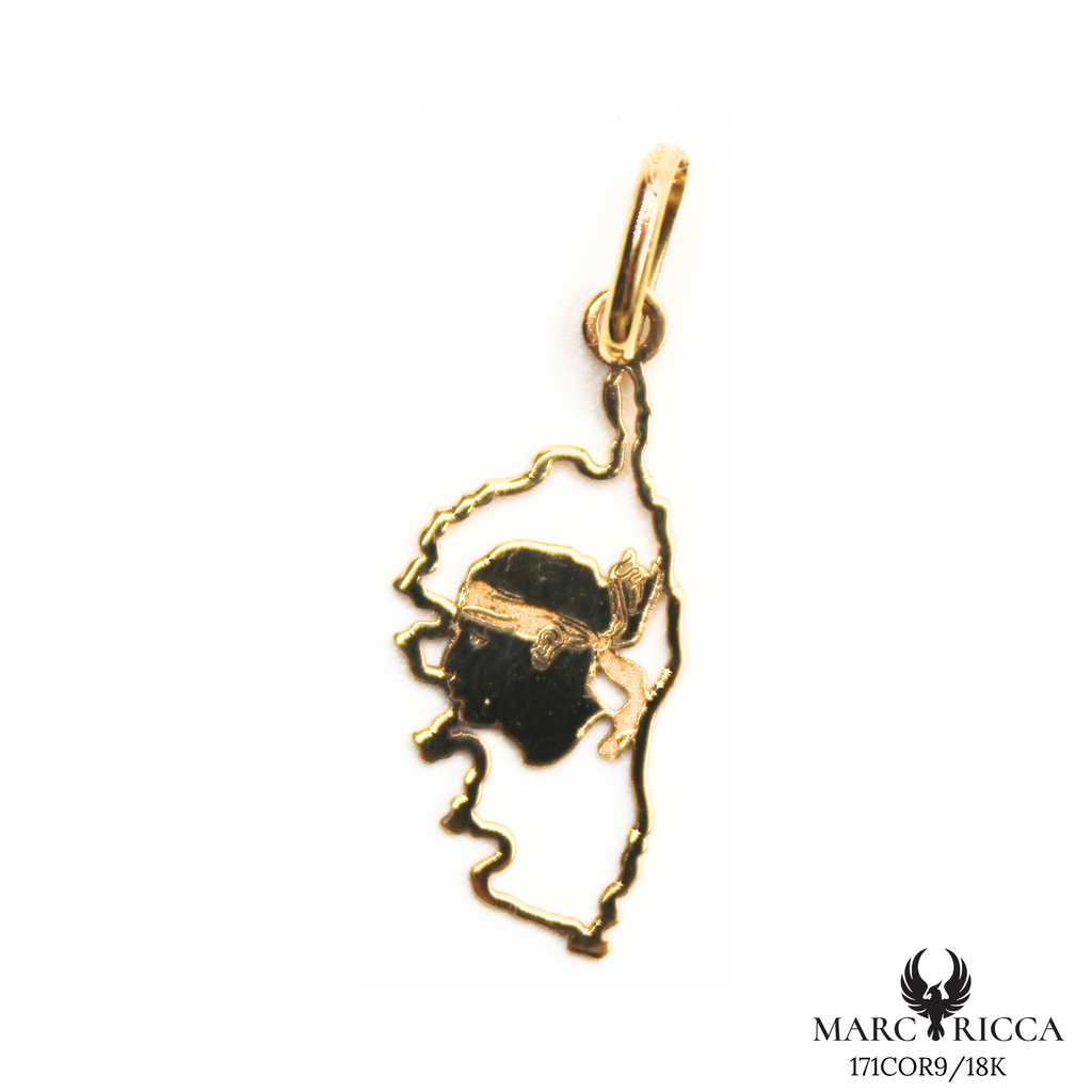 Pendentif Or Corse Creuse & Tête de Maure 18 et 9 Carats