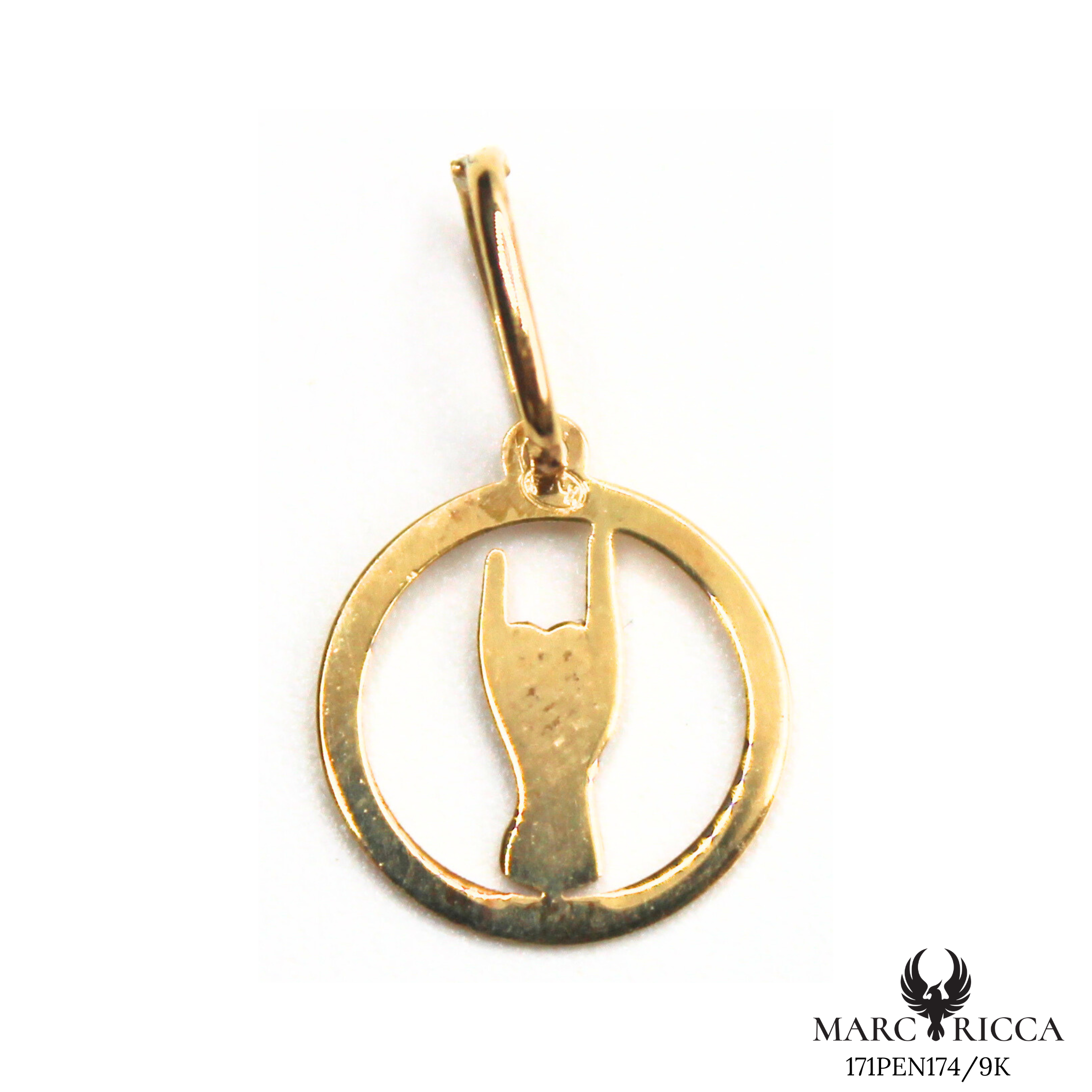 Pendentif Or Main Corne Cerclé
