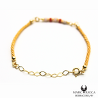 Bracelet Vermeil Cordon Perle Corail & Agathe ou Œil Tigre