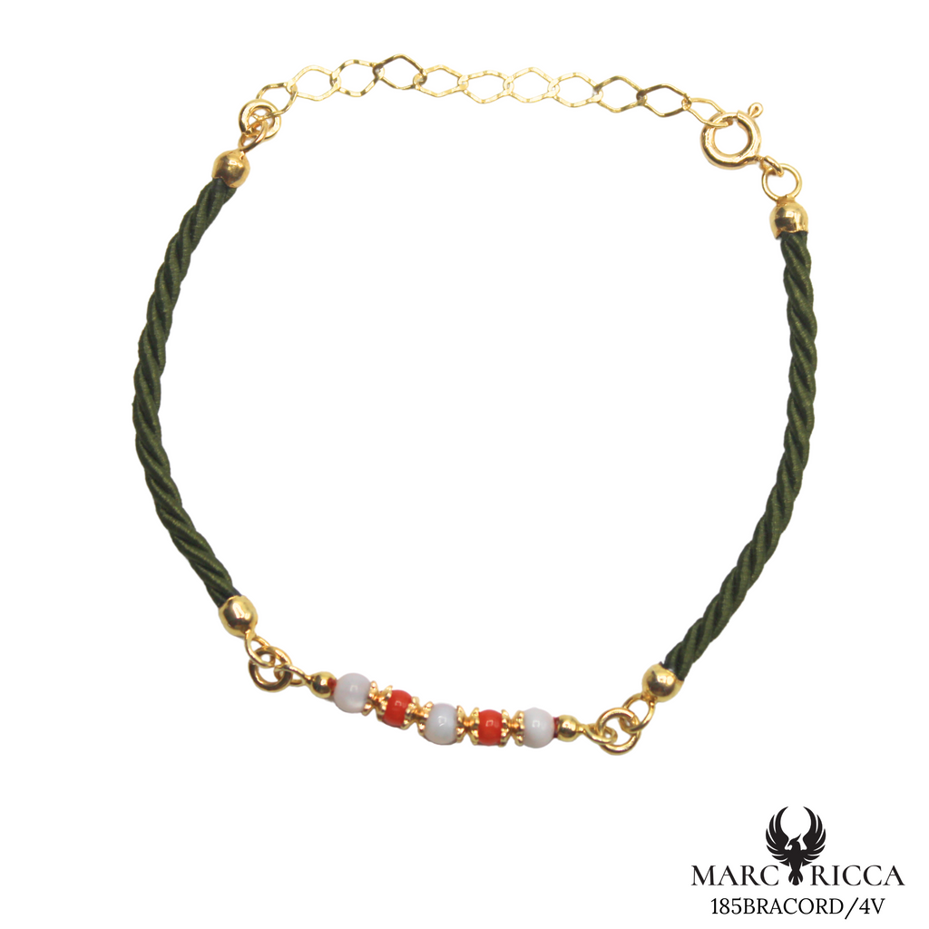 Bracelet Vermeil Cordon Perle Corail & Agathe ou Œil Tigre