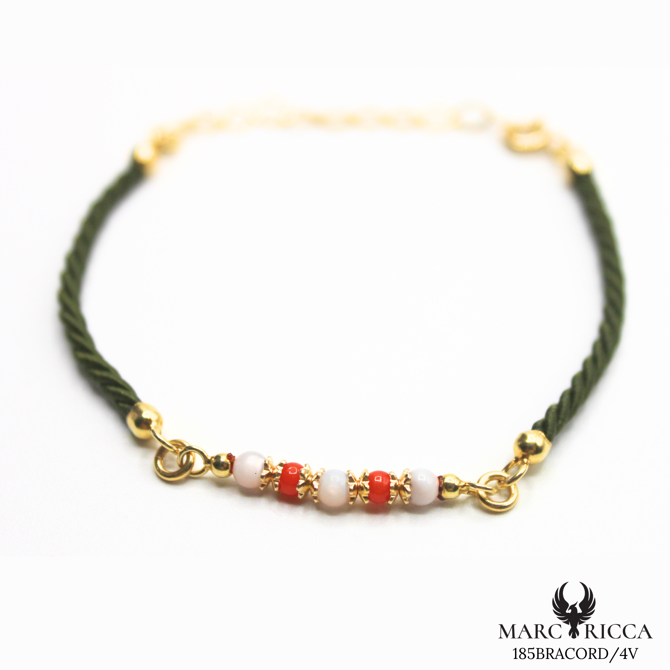 Bracelet Vermeil Cordon Perle Corail & Agathe ou Œil Tigre