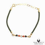 Bracelet Vermeil Cordon Perle Corail & Agathe ou Œil Tigre