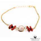 Bracelet Vermeil Corail, Oeil Sainte Lucie & Cristal Noir