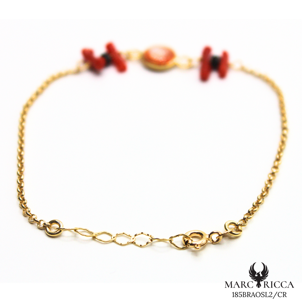 Bracelet Vermeil Corail, Oeil Sainte Lucie & Cristal Noir
