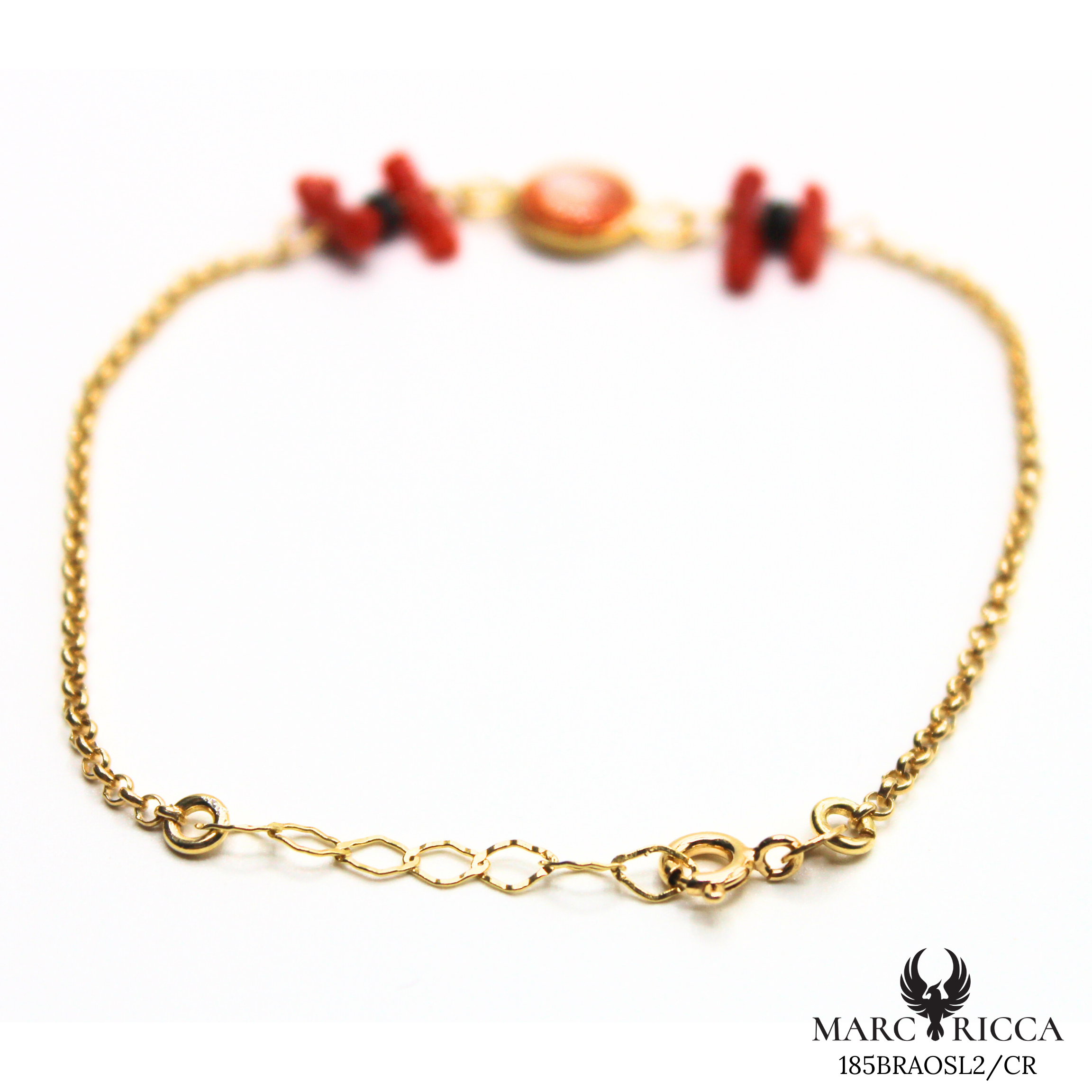Bracelet Vermeil Corail, Oeil Sainte Lucie & Cristal Noir