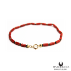 Bracelet Or Corail Tube & Perles Onyx Facettées