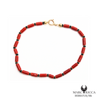 Bracelet Or Corail Tube & Perles Onyx Facettées