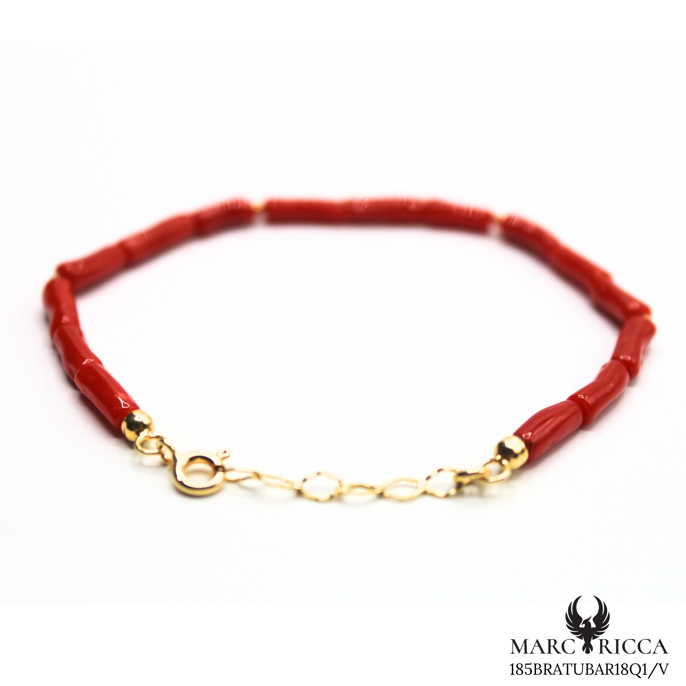 Bracelet Vermeil Corail Tube & Perle