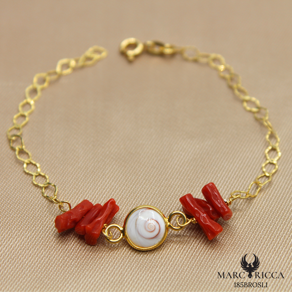 Bracelet Vermeil Corail & Œil de St Lucie