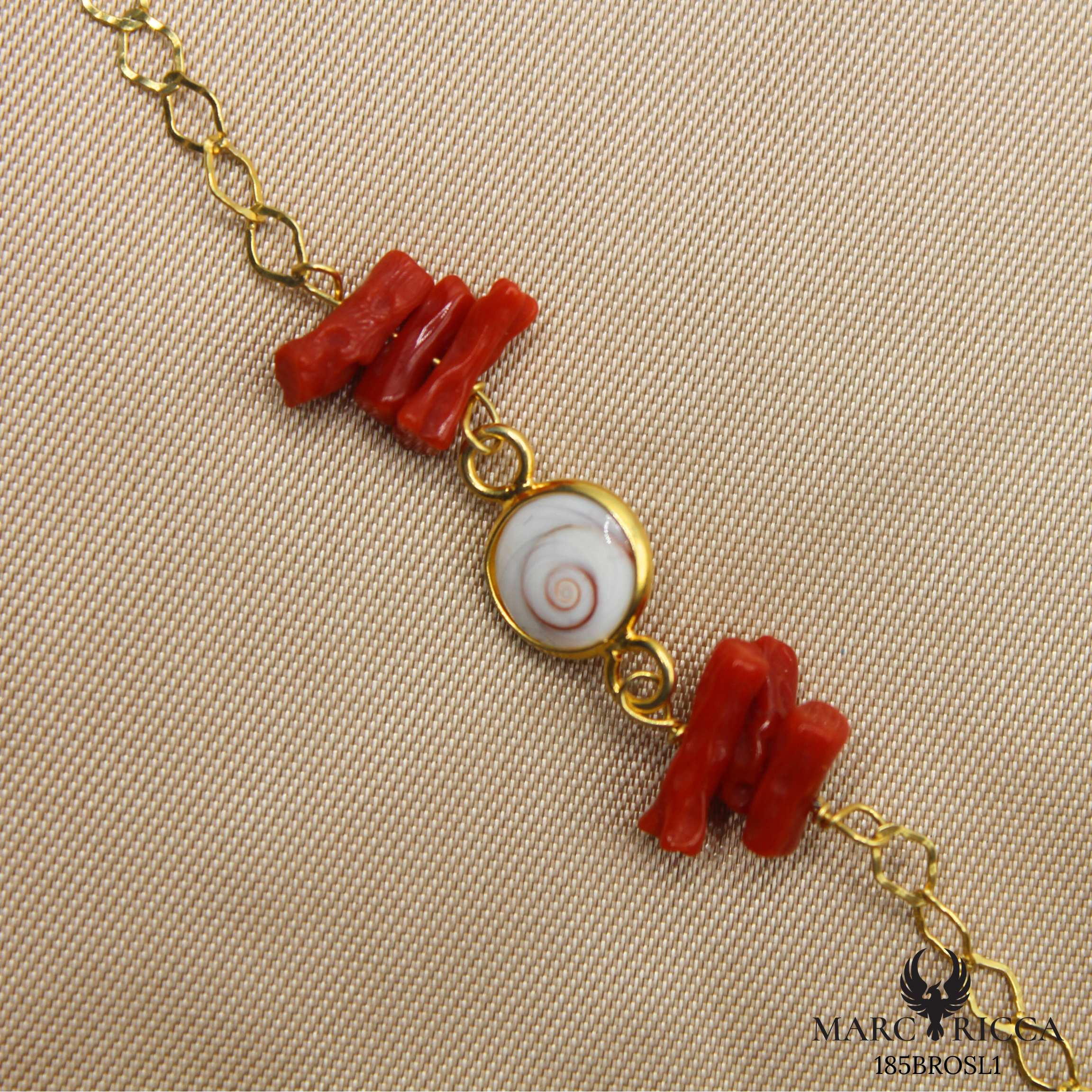 Bracelet Vermeil Corail & Œil de St Lucie