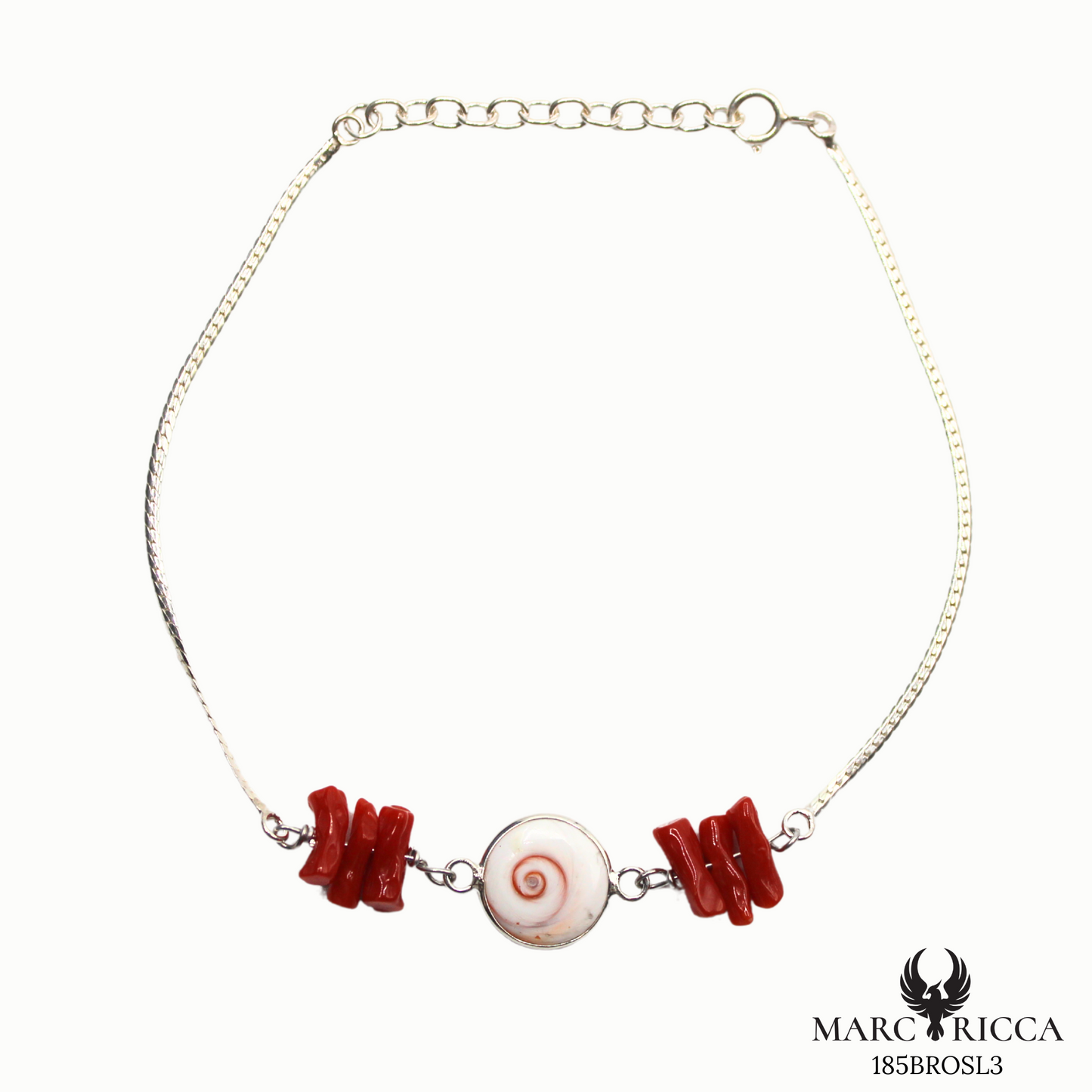 Bracelet Argent Corail & Œil Sainte Lucie