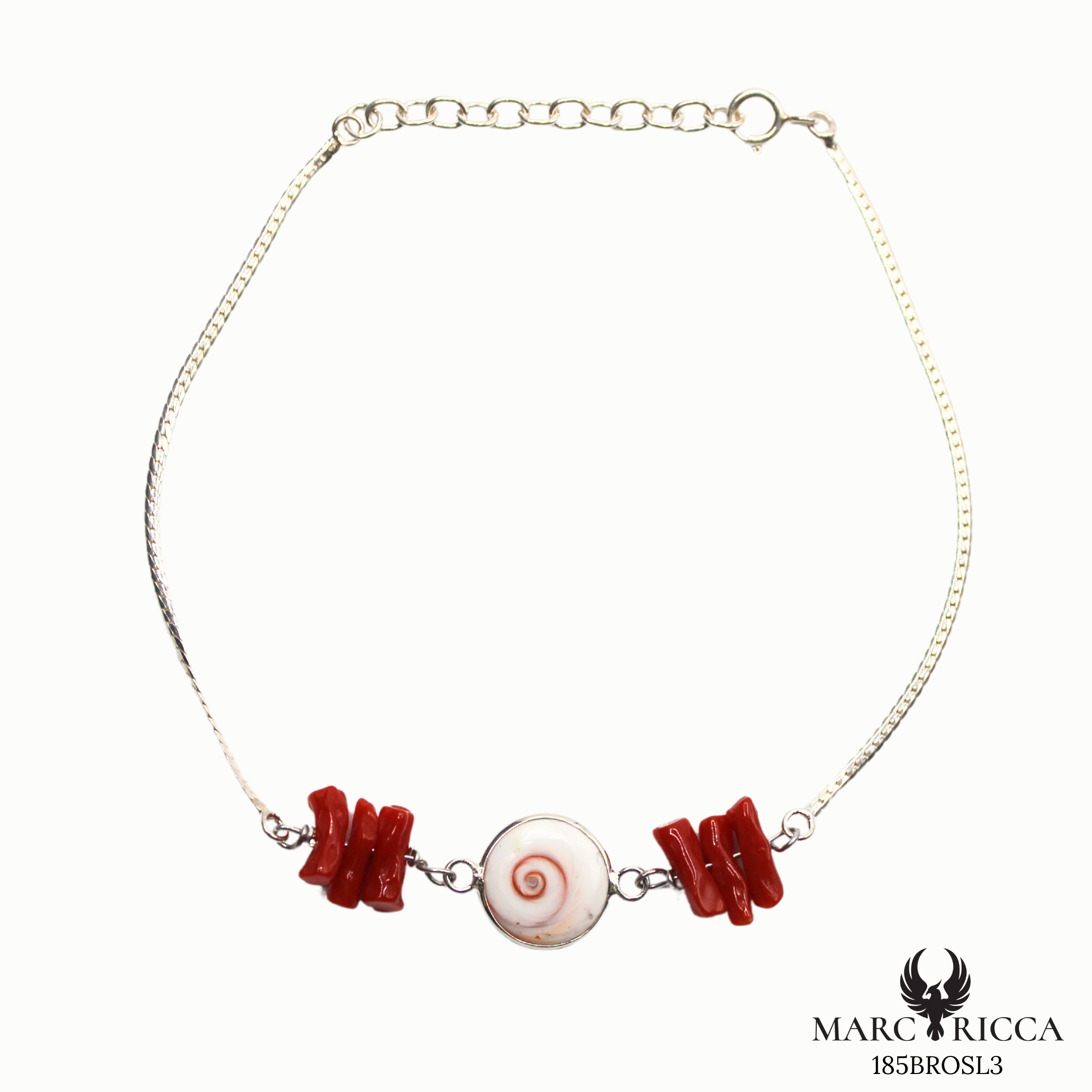 Bracelet Argent Corail & Œil Sainte Lucie