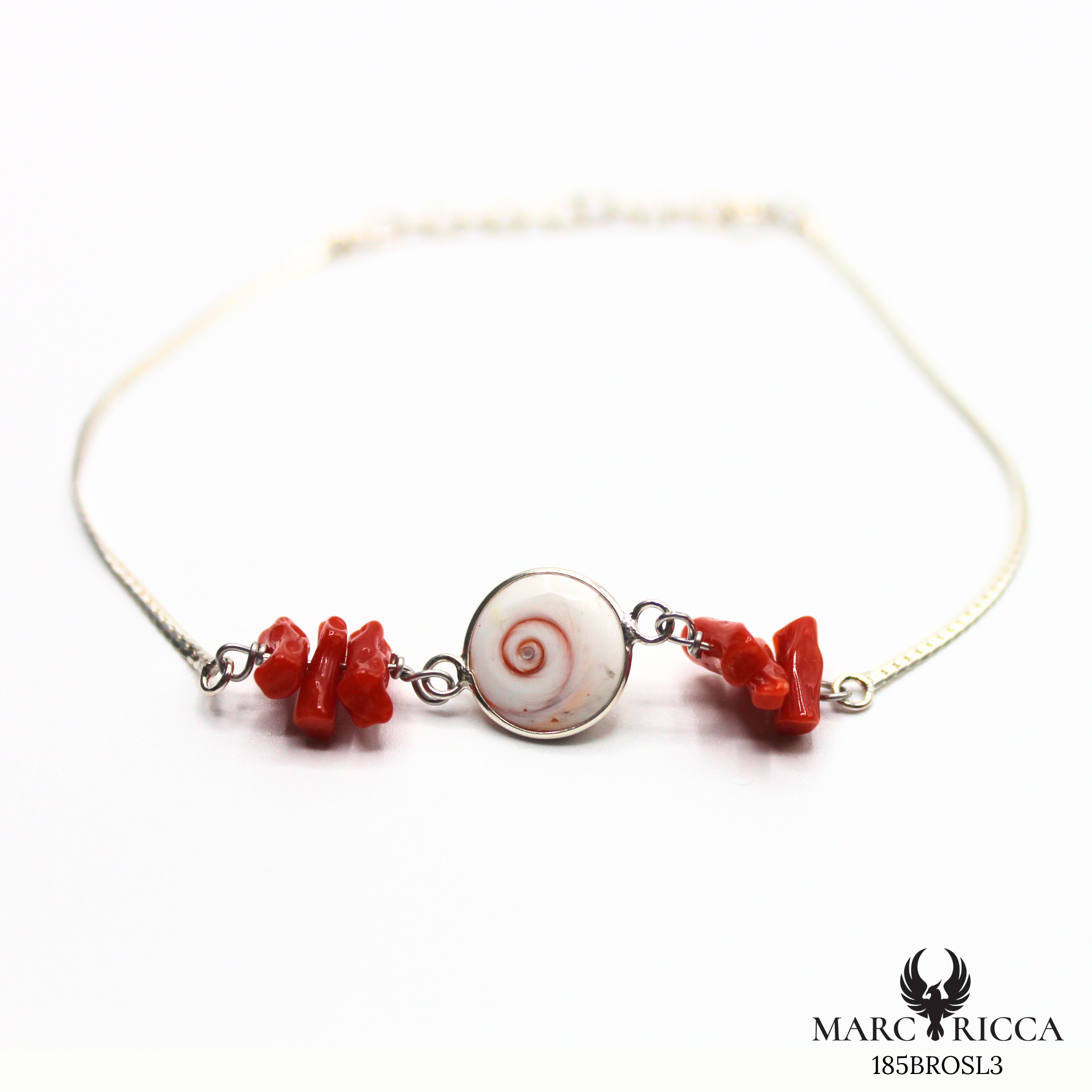 Bracelet Argent Corail & Œil Sainte Lucie