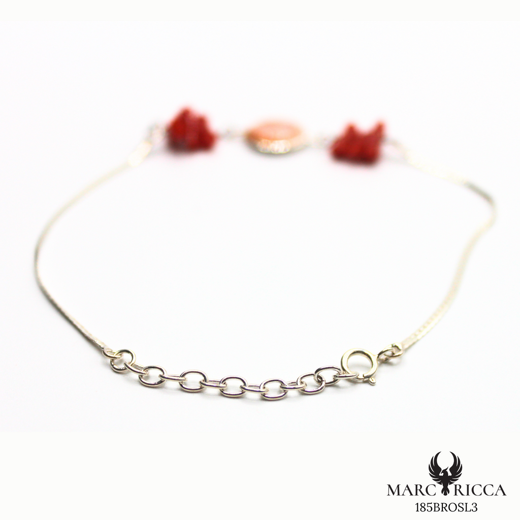 Bracelet Argent Corail & Œil Sainte Lucie