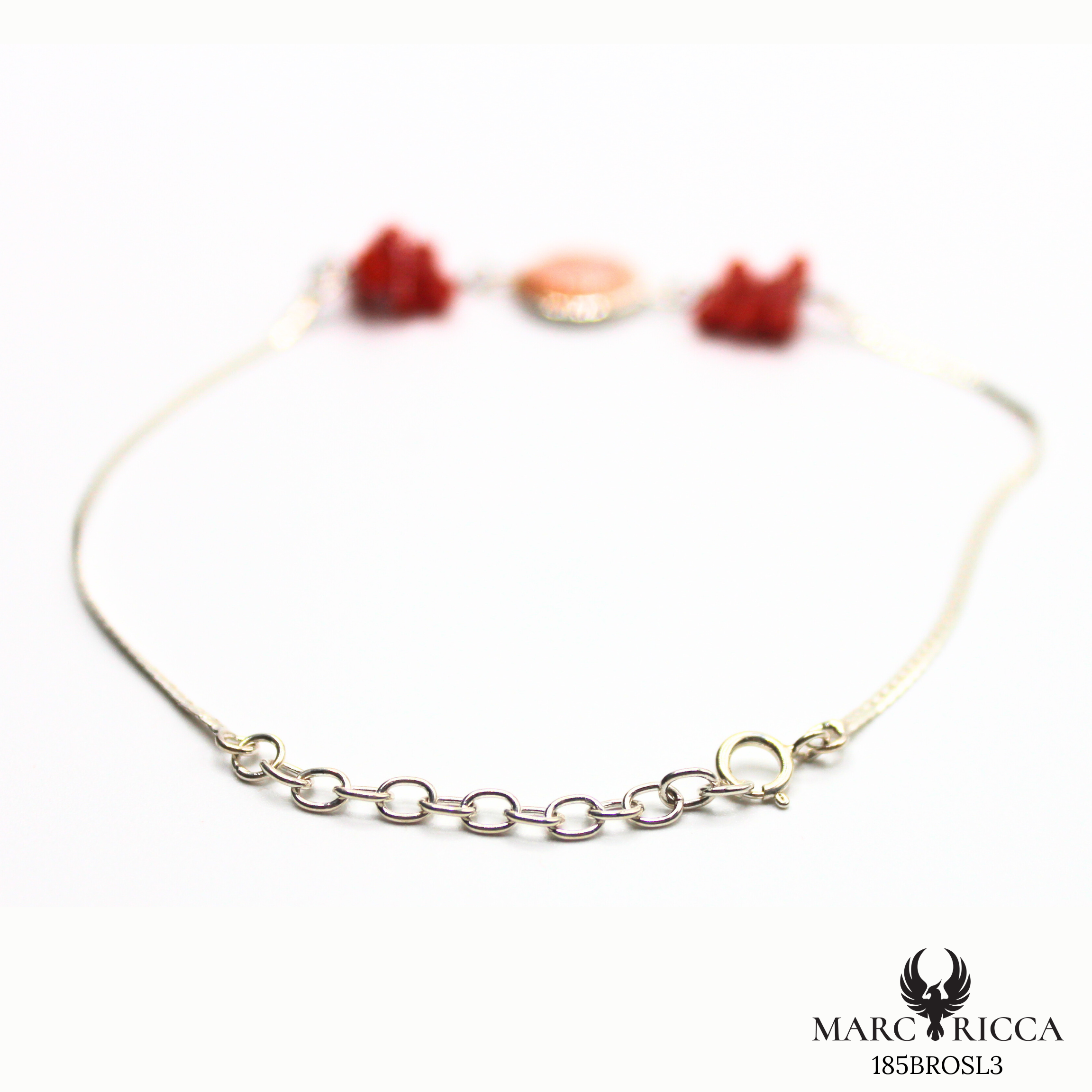 Bracelet Argent Corail & Œil Sainte Lucie