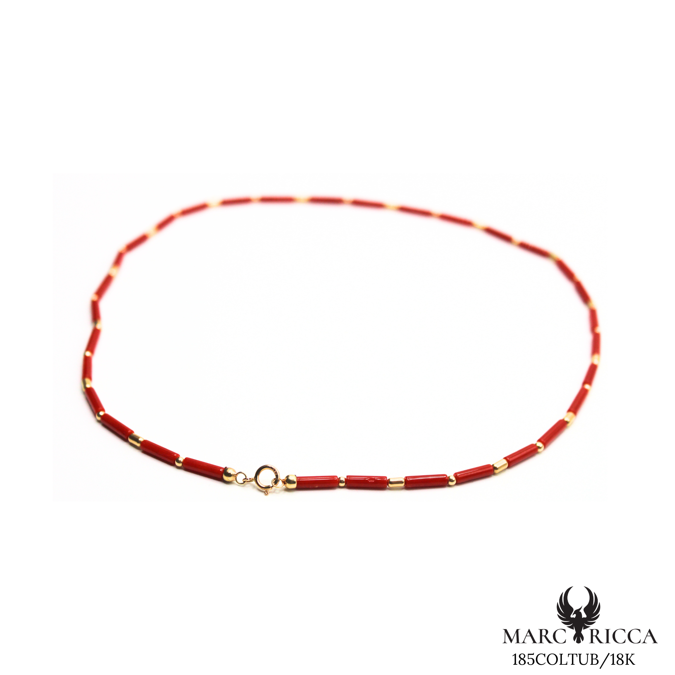 Collier Or Corail Tube & Perles Or