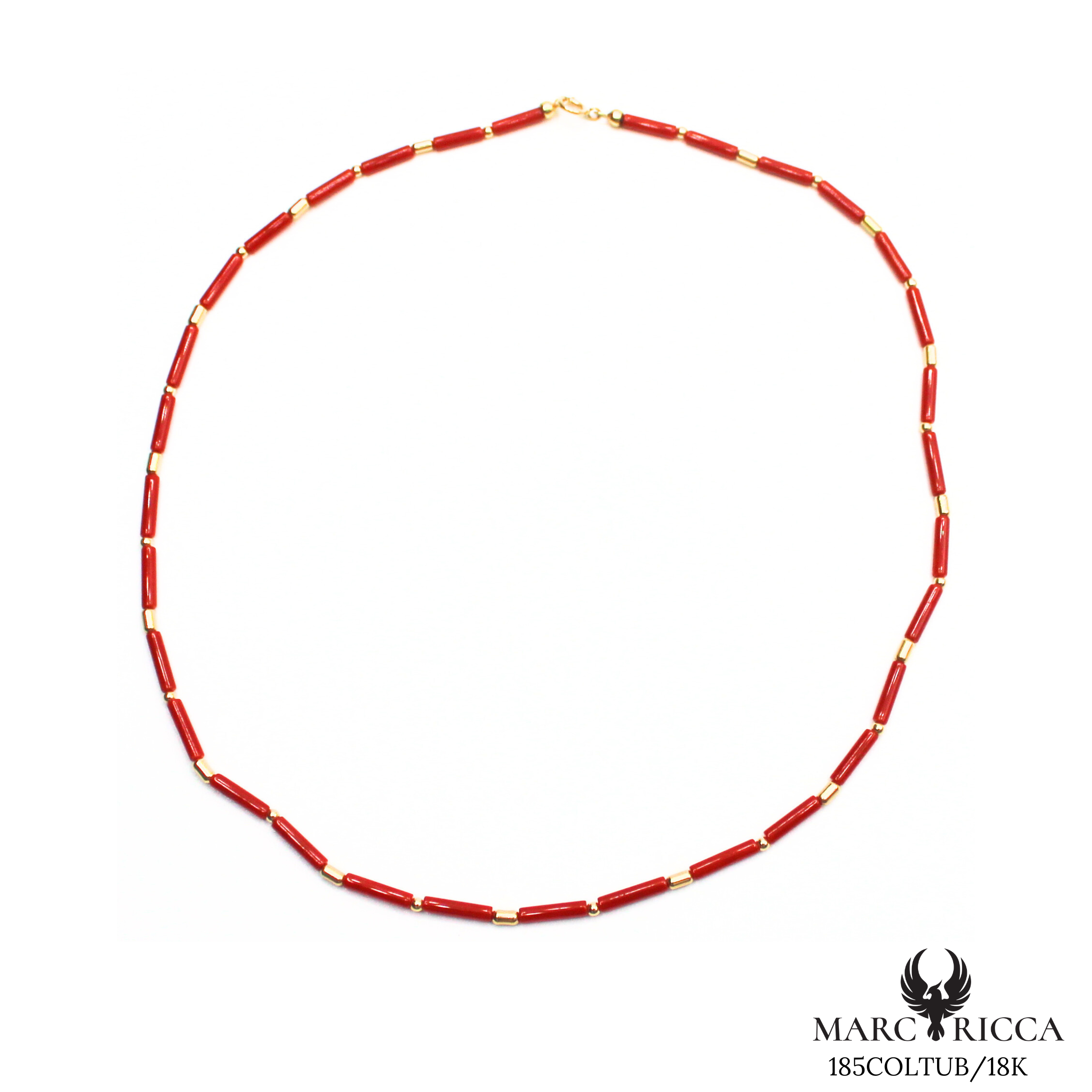 Collier Or Corail Tube & Perles Or