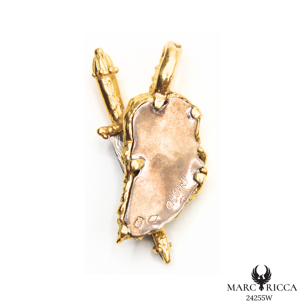 Pendentif Or & Argent 925 Corse, Main & Stylet Pièce Unique