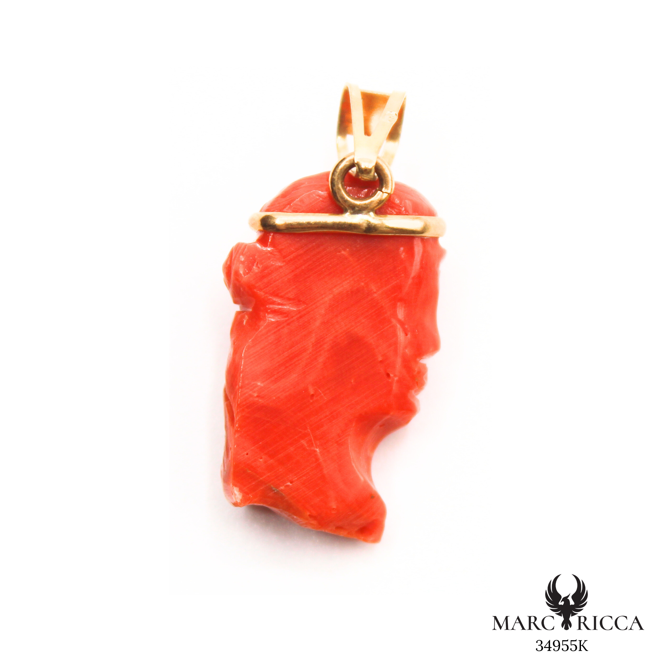 Pendentif Or Corail Tête de Maure Cerclé Pièce Unique