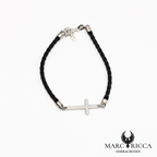 Bracelet cuir avec croix en argent