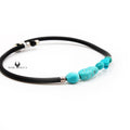 Bracelet Argent Caoutchouc 1 Rang Turquoise