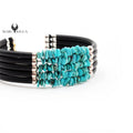 Bracelet Argent Caoutchouc 5 Rangs Turquoise