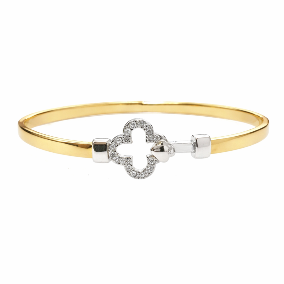 Bracelet Trèfle Argent doré et Oxydes de Zirconium - VALENZI