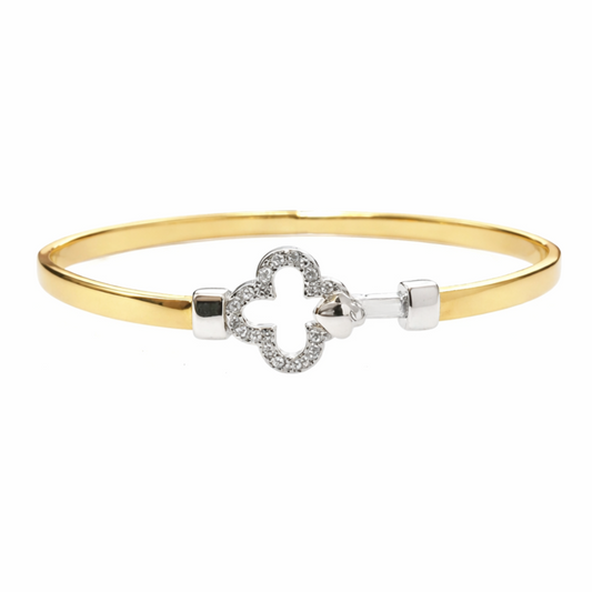 Bracelet Trèfle Argent doré et Oxydes de Zirconium - VALENZI