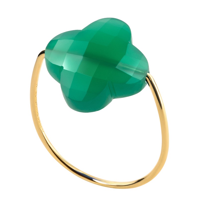 Bague Agate Verte ou Quartz Guava Or Jaune FRIANDISE