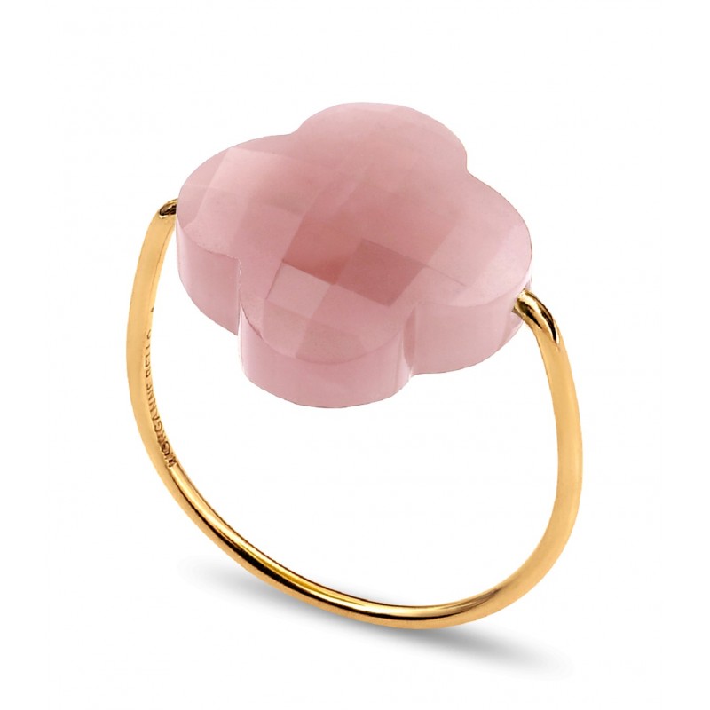 Bague Agate Verte ou Quartz Guava Or Jaune FRIANDISE