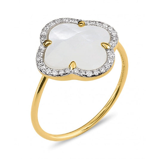 Bague Nacre Blanche Diamants Or Jaune VICTORIA DIAMANTS - Morganne Bello